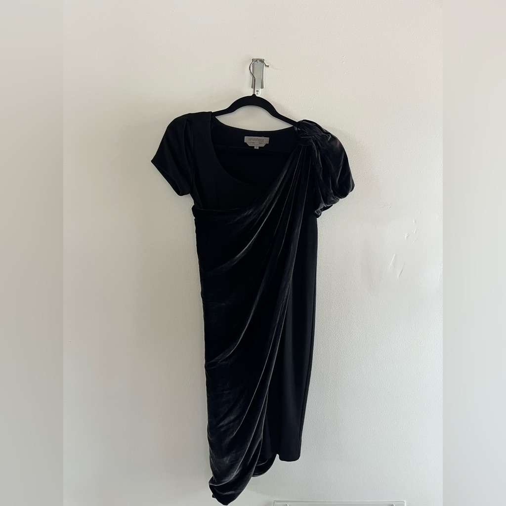Vintage || Sportmax Velvet Black One Shoulder Dress
